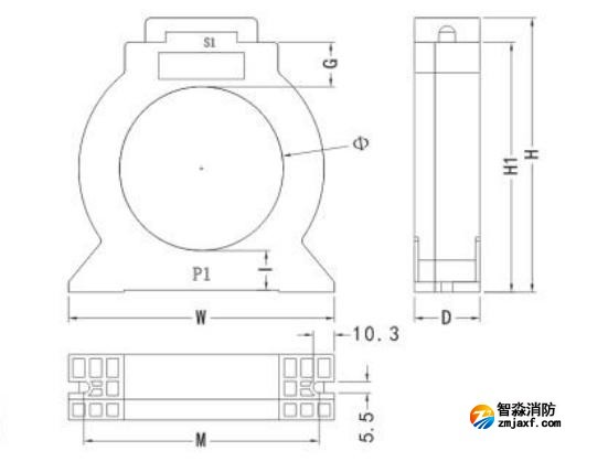 閉口式，圓孔100A-630A外形尺寸圖